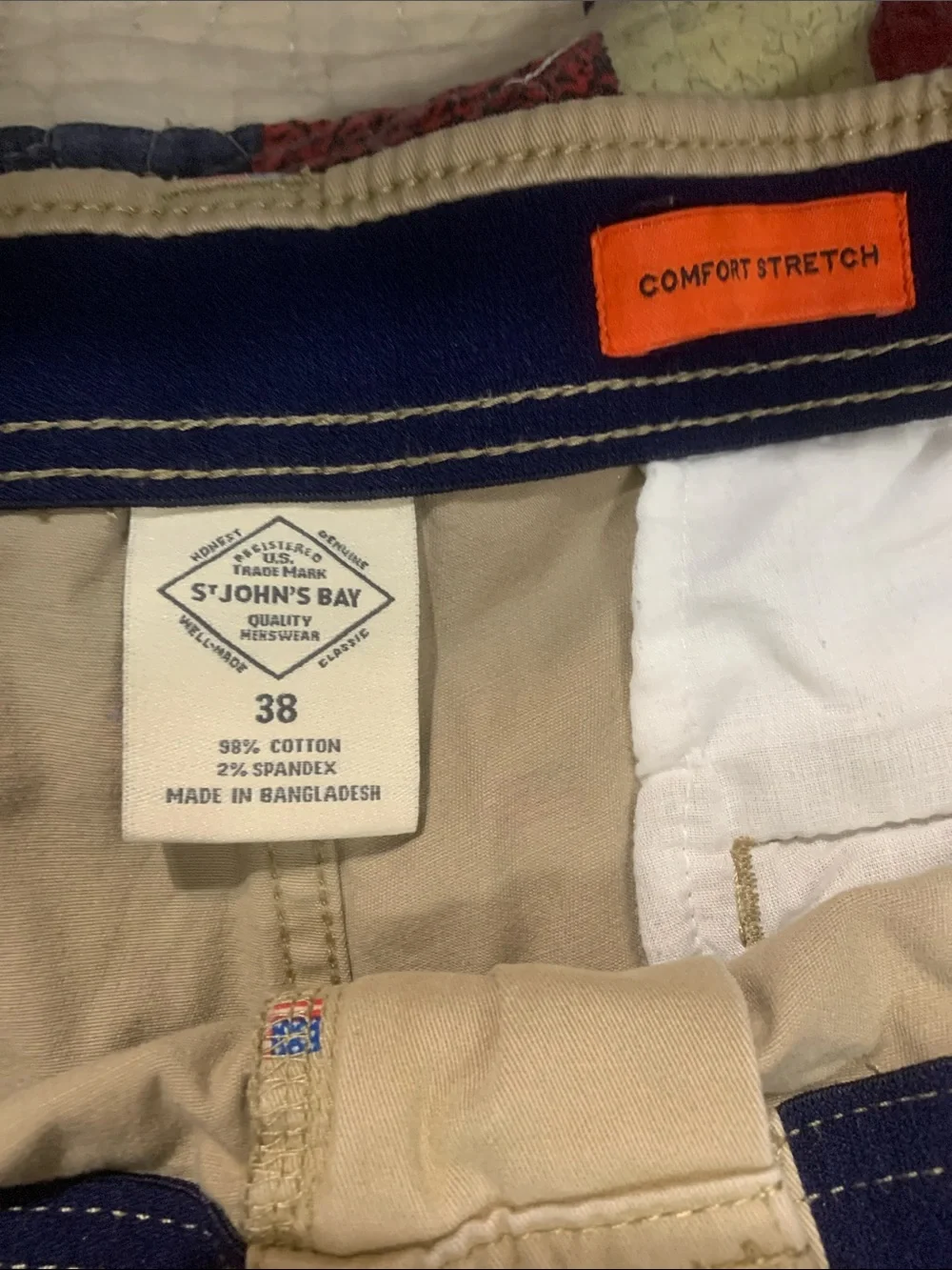 St. John's Bay Tan Shorts with All-Over Flag Embroidery